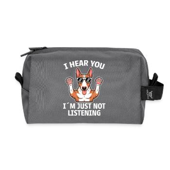 Bull Terrier Saying Funny Bull Terrier Gift - Recycled Toiletry Zip Bag - anthracite - Front