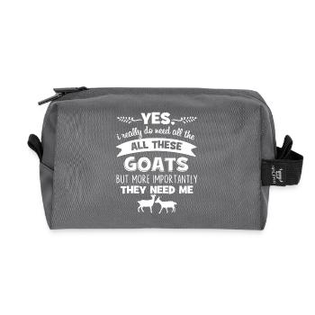Yes I Really Do Need All These Goats - Recycled Toiletry Zip Bag - anthracite - Front