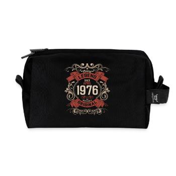 50e anniversaire Légende April Née en 1976 - Trousse de toilette en tissu recyclé - noir - Devant