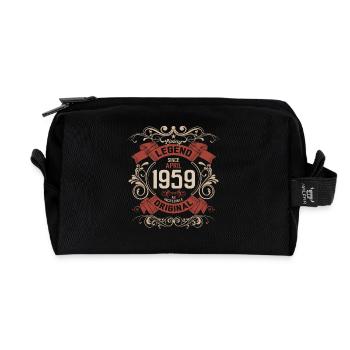 66th Birthday Legend April Vintage 1959 - Recycled Toiletry Zip Bag - black - Front
