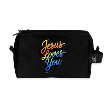 Jesus loves you - Gott liebt Dich! - Recycelte Kulturtasche - Schwarz - Vorne