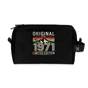 55th Birthday Original April Born 1971 - Recycled Toiletry Zip Bag - black - Front