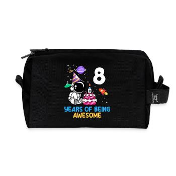 8 Years of Awesomeness - Recycled Toiletry Zip Bag - black - Front