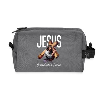 Jésus a créé dans un but précis - Trousse de toilette en tissu recyclé - anthracite - Devant