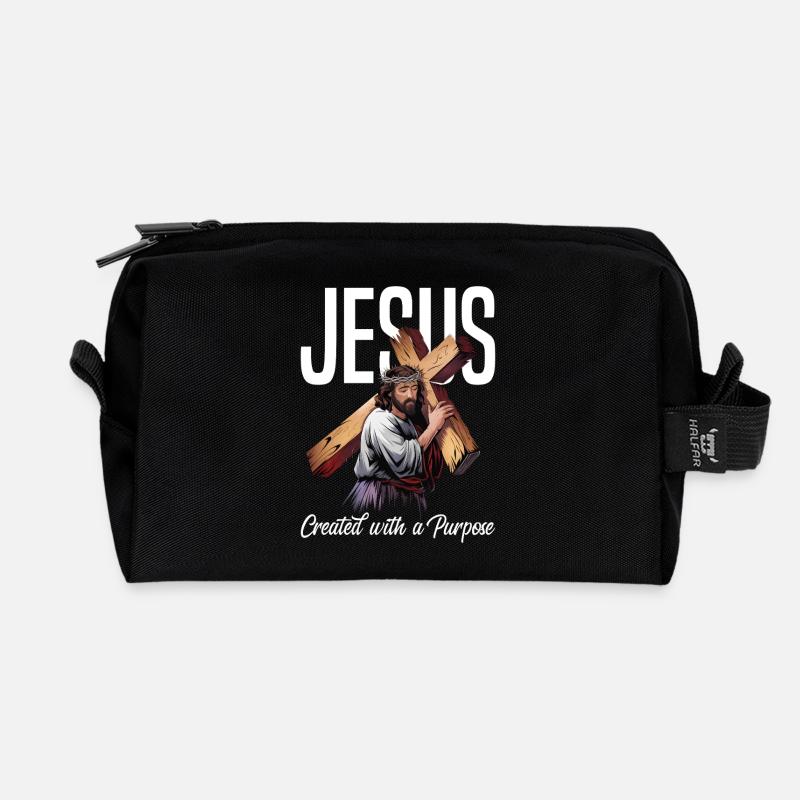 Jesus Created With A Purpose - Recycelte Kulturtasche - Schwarz