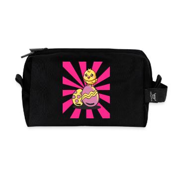 Rétro Pâques Poussins Oeufs de Pâques Poule Poule Enfants - Trousse de toilette en tissu recyclé - noir - Devant