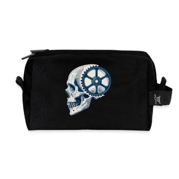 Bicycle Lover Skull with Gear for Cycling - Recycled Toiletry Zip Bag - black - Front