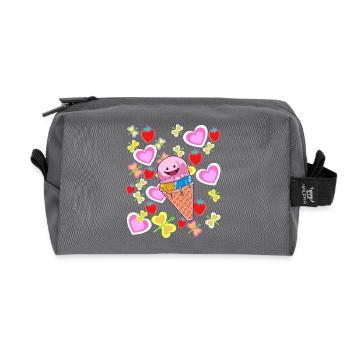 Summer Retro Cream Kids Child Cream - Recycled Toiletry Zip Bag - anthracite - Front