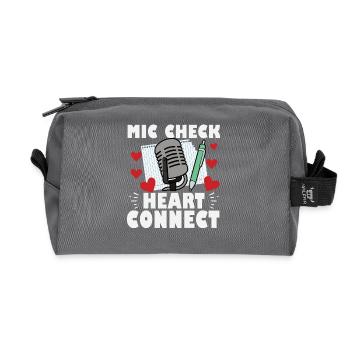 Mic Check Heart Connect Slam Poetry - Recycelte Kulturtasche - Anthrazit - Vorne