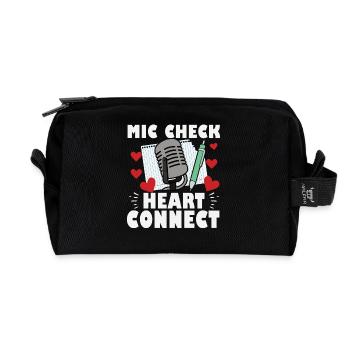 Mic Check Heart Connect Slam Poetry - Recycelte Kulturtasche - Schwarz - Vorne