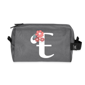 Letter e Minimalistische Blumen - Recycelte Kulturtasche - Anthrazit - Vorne