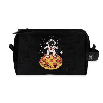 Astronaut Pizza Slice Planet Fast Food Astronomy - Recycled Toiletry Zip Bag - black - Front