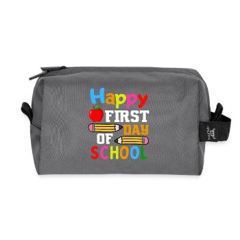 First day of school Start of school - Recycled Toiletry Zip Bag - anthracite - Front