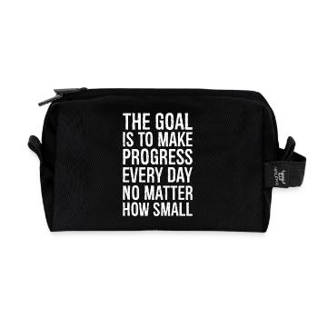 the goal is to make progress everyday no matter - Recycled Toiletry Zip Bag - black - Front