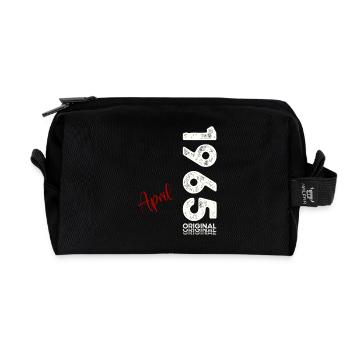 60th Birthday Original April Vintage 1965 - Recycled Toiletry Zip Bag - black - Front