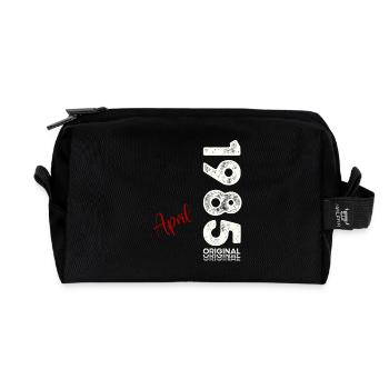 40th Birthday Original April Vintage 1985 - Recycled Toiletry Zip Bag - black - Front