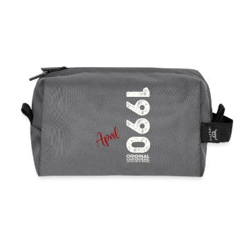35th Birthday Gift Husband Original April 1990 - Recycled Toiletry Zip Bag - anthracite - Front