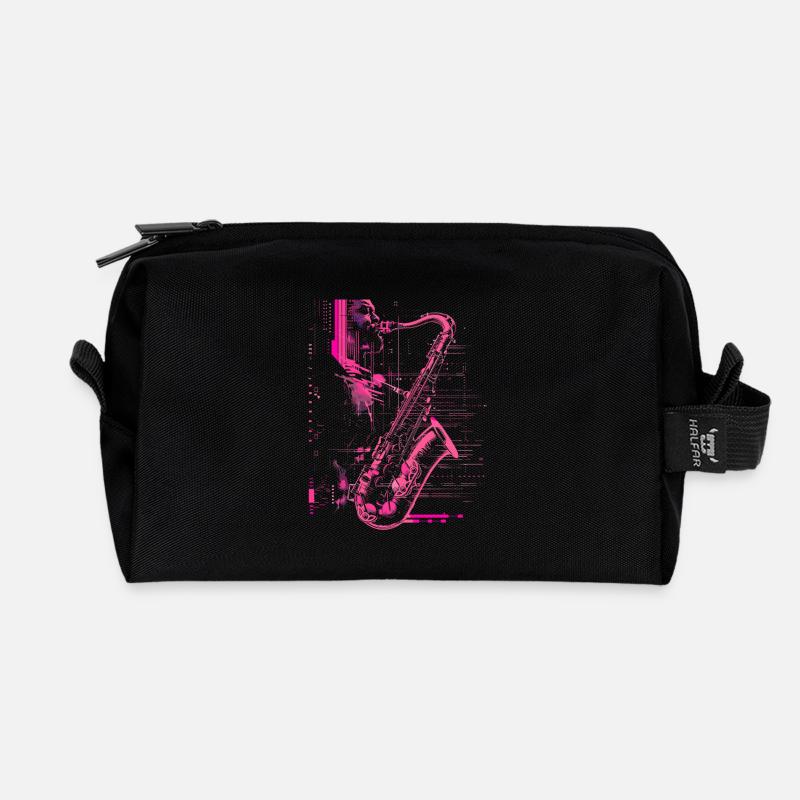 Saxophonist Skizze - Recycelte Kulturtasche - Schwarz