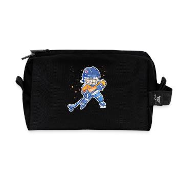 Kleiner Eishockeyspieler - Recycelte Kulturtasche - Schwarz - Vorne