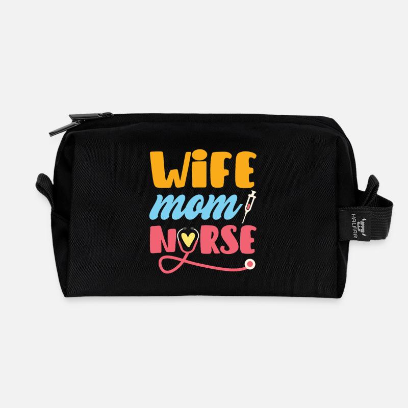 Wife Mom Nurse - Recycelte Kulturtasche - Schwarz