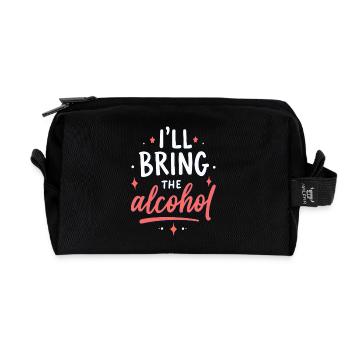 I'll Bring the Alcohol Party Saying Quote - Recycled Toiletry Zip Bag - black - Front