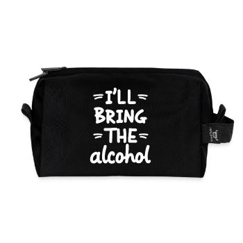 I'll Bring the Alcohol Party Saying Quote - Recycled Toiletry Zip Bag - black - Front