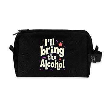 I'll Bring the Alcohol Party Saying Quote - Recycled Toiletry Zip Bag - black - Front