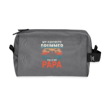 My favorite drummer calls me daddy - Recycled Toiletry Zip Bag - anthracite - Front