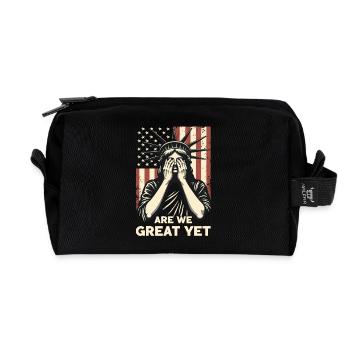 Are We Great Yet Statue of Liberty  America USA - Recycled Toiletry Zip Bag - black - Front