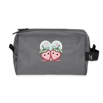 Sweet strawberry love - Recycled Toiletry Zip Bag - anthracite - Front