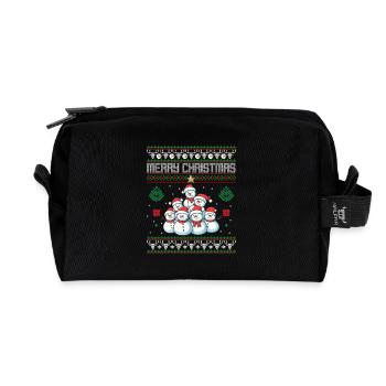 Schneemann Weihnachten - Recycelte Kulturtasche - Schwarz - Vorne