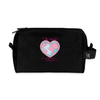 The world is better with you - Recycled Toiletry Zip Bag - black - Front