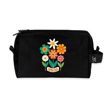 Printemps Fleurs Fleurs - Trousse de toilette en tissu recyclé - noir - Devant