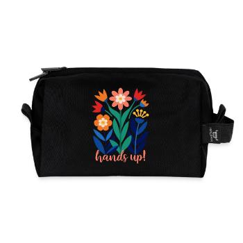 Fleurs - Printemps - Été - Fleurs - Trousse de toilette en tissu recyclé - noir - Devant