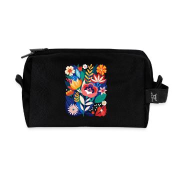 Fleurs - Printemps - Été - Fleurs - Trousse de toilette en tissu recyclé - noir - Devant