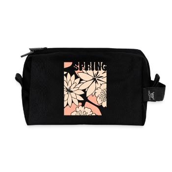 Fleurs - Printemps - Fleurs - Trousse de toilette en tissu recyclé - noir - Devant