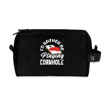 Cornhole Liebhaber Spielend Cornhole - Recycelte Kulturtasche - Schwarz - Vorne