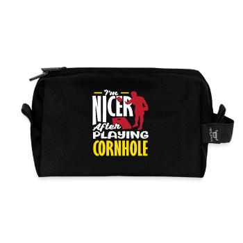 Cornhole Liebhaber Ich Bin Nicer Nach Cornhole - Recycelte Kulturtasche - Schwarz - Vorne