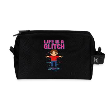 Life Is a Glitch – Das Leben ist ein Glitch - Recycled Toiletry Zip Bag - black - Front