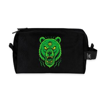 Wild bear with third eye neon style - Recycled Toiletry Zip Bag - black - Front