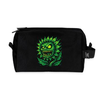 Demonic sunflower in neon style - Recycled Toiletry Zip Bag - black - Front