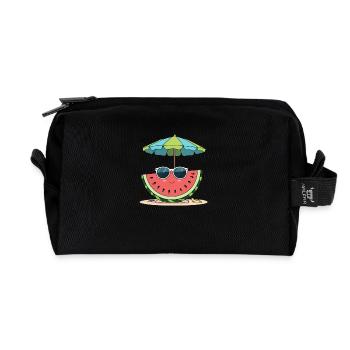 Summer watermelon on the beach - Recycled Toiletry Zip Bag - black - Front
