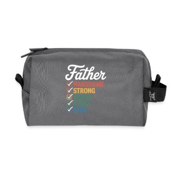 Father: attractive, strong, smart, funny, cool – - Recycled Toiletry Zip Bag - anthracite - Front