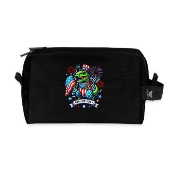 Dino 4. Juli Patriotischer T-Rex USA Flagge - Recycelte Kulturtasche - Schwarz - Vorne