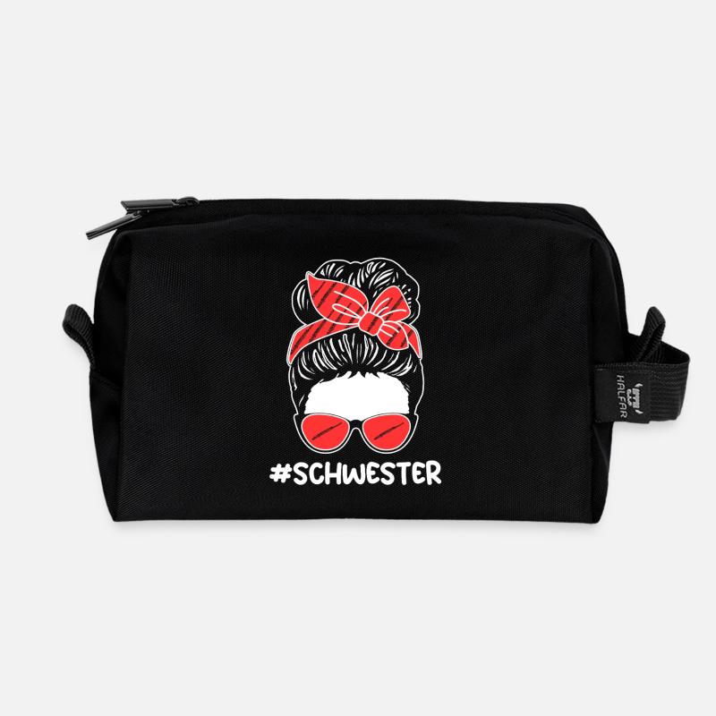 Flötist Schwester Querflöte - Recycelte Kulturtasche - Schwarz