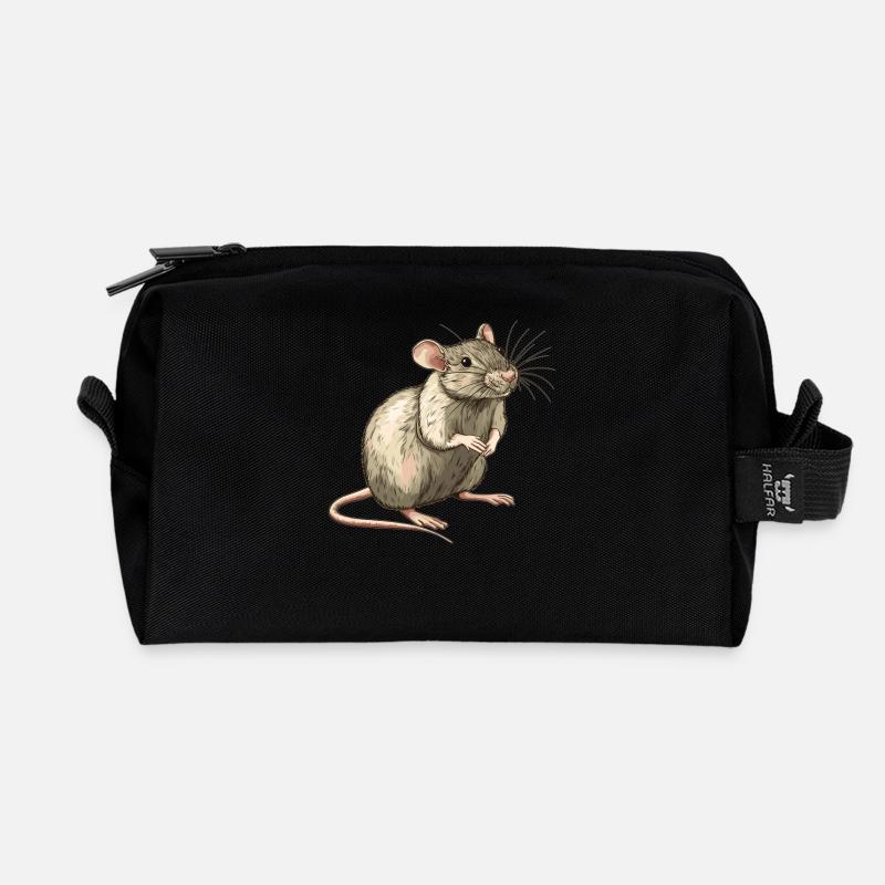 Ratten Ratte - Recycelte Kulturtasche - Schwarz