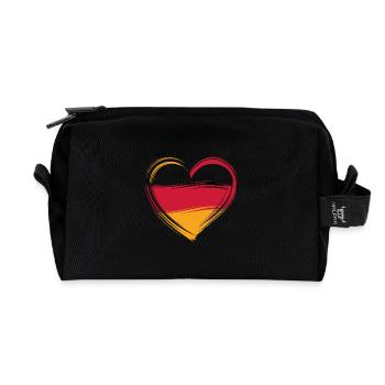Coeur aux couleurs de l’Allemagne – Symbole patriotique - Trousse de toilette en tissu recyclé - noir - Devant