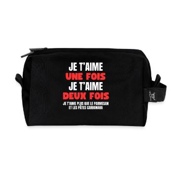 Je t’aime plus que les pâtes - Trousse de toilette en tissu recyclé - noir - Devant