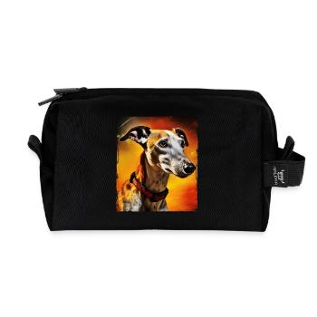 Greyhound Dog Portrait - Recycled Toiletry Zip Bag - black - Front