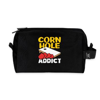 Un joueur de Cornhole recherche un expert - Trousse de toilette en tissu recyclé - noir - Devant